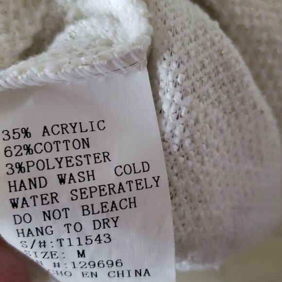 Lo Posh White Shimmery Studded Top Sz M - Picture 9 of 9